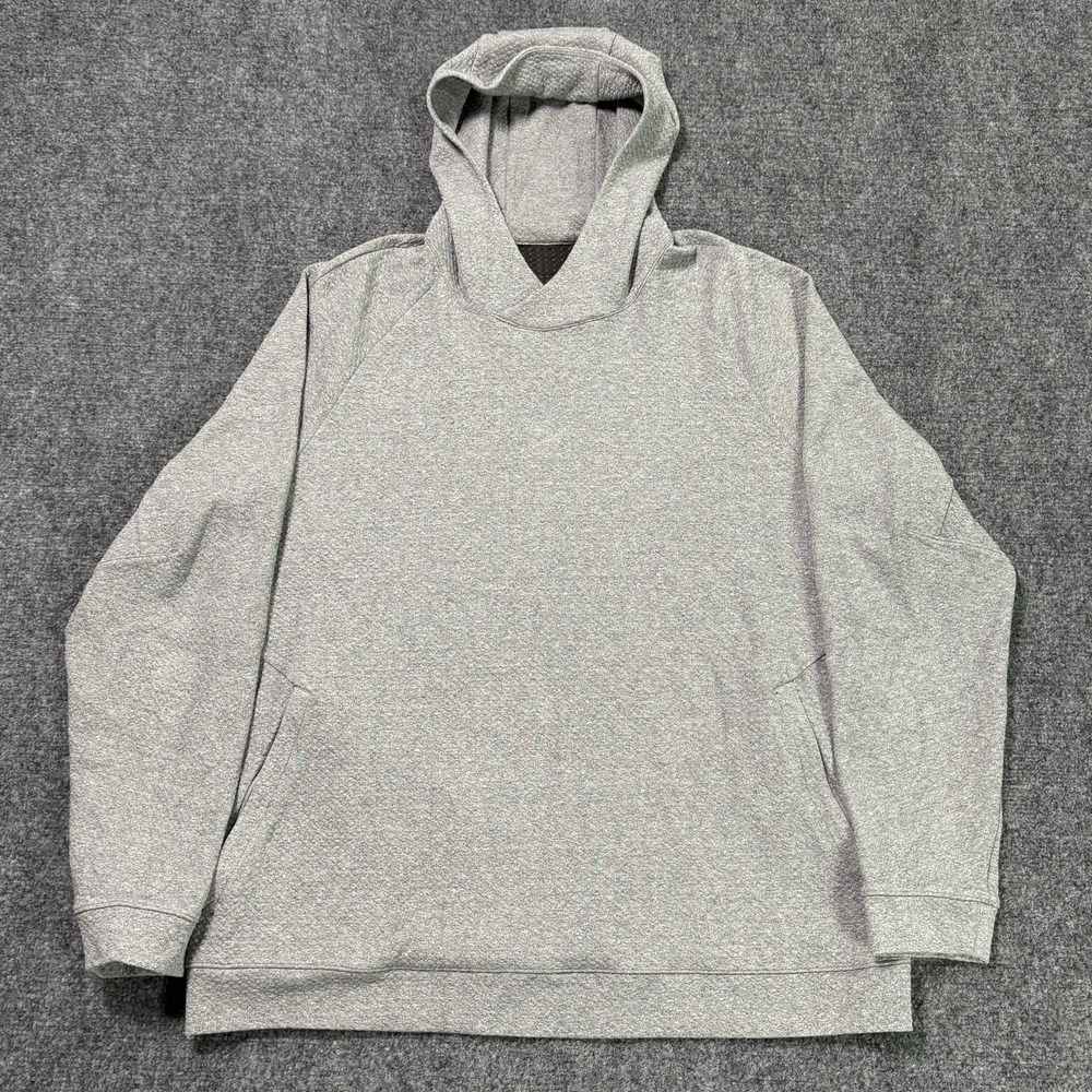 Lululemon At Ease Hoodie Men XL Heather Gray Pullover Sweatshirt Textured Sretch